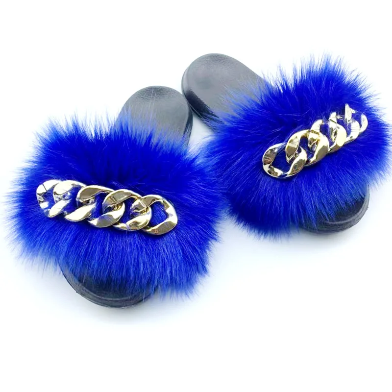 Wholesale Flat Bottom Chic Fur Slippers Slippers Fuzzy Shoes Plush Women Slippers