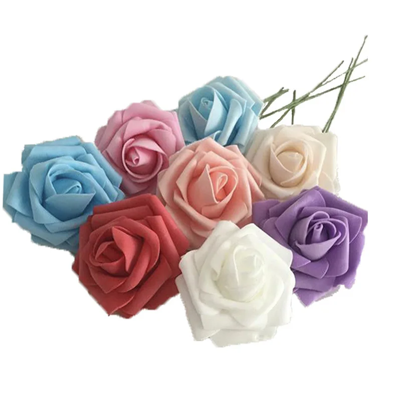 INUNION Fashion PE rose flower with stem Bride pe rose  heads Bouquet party decoration wedding packing foam flower