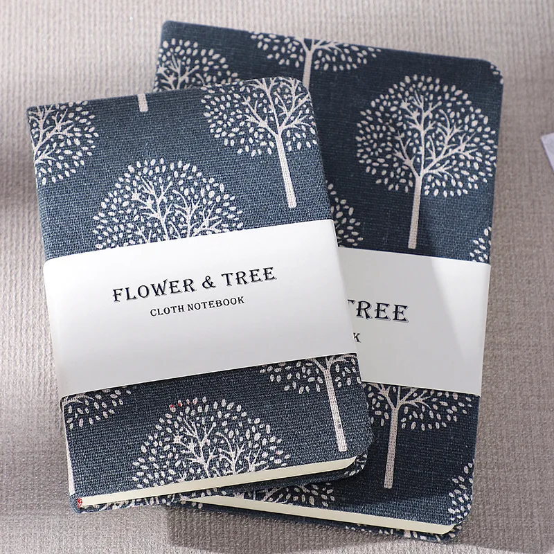 Wholesale  A6 B6 Flower Tree Fabric Cloth Hardcover Notebook Diary Journal