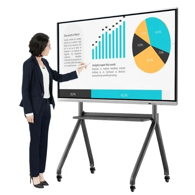 55 65 75 86 100 110 inch 4K Display Smart Whiteboard Interactive Smart Boards For Education Featuring Finger Multi Touch Screen