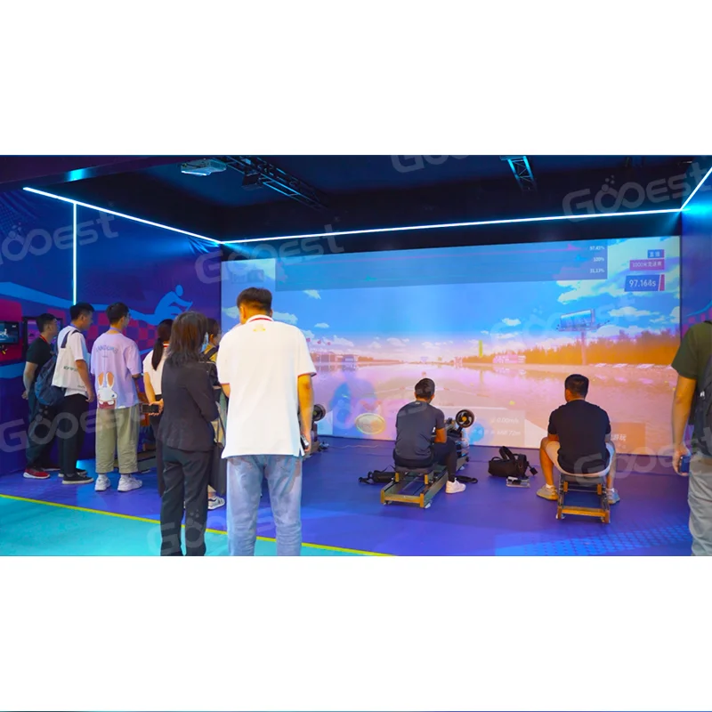 Digital Immersive Interactive Multimedia Wall Projection Sport Game Extreme Rowing