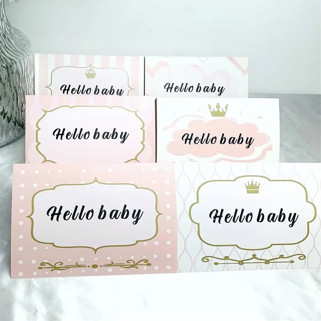 Set Of 6 Pieces Baby Shower Wishing Card 10 Styles Congratulation Newborn Baptism Greeting Cards