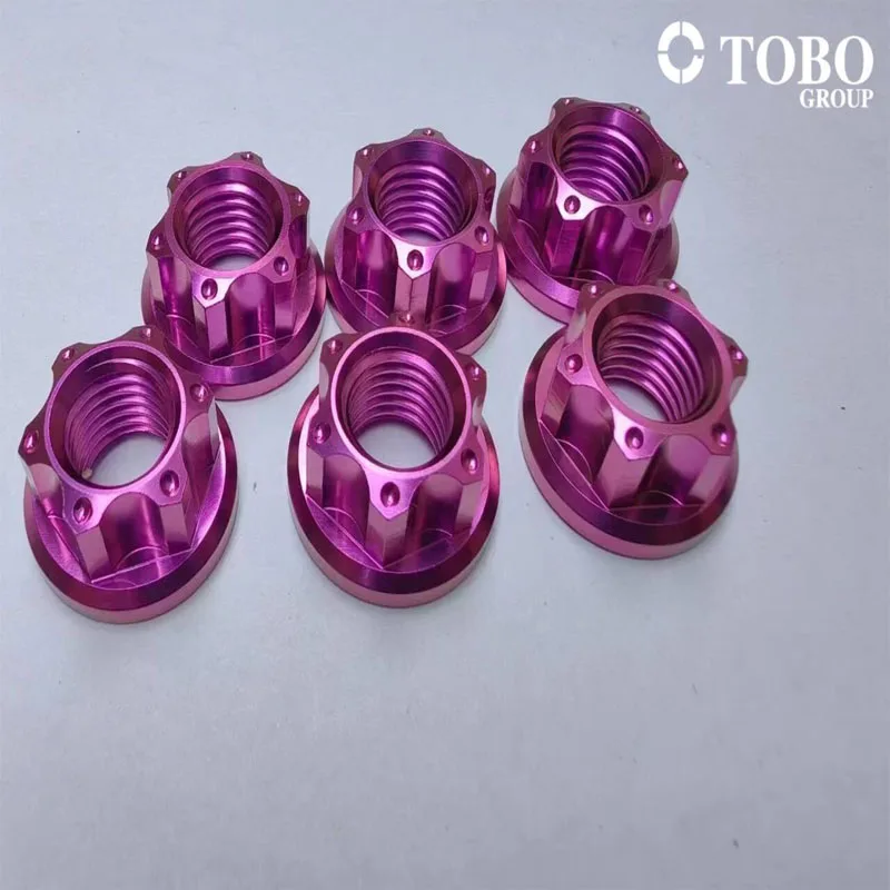 TOBO Hex Nut M6 M8 M10 M12 GR2 GR5 Titanium Color Flange Nuts Titanium Bolts and Nuts
