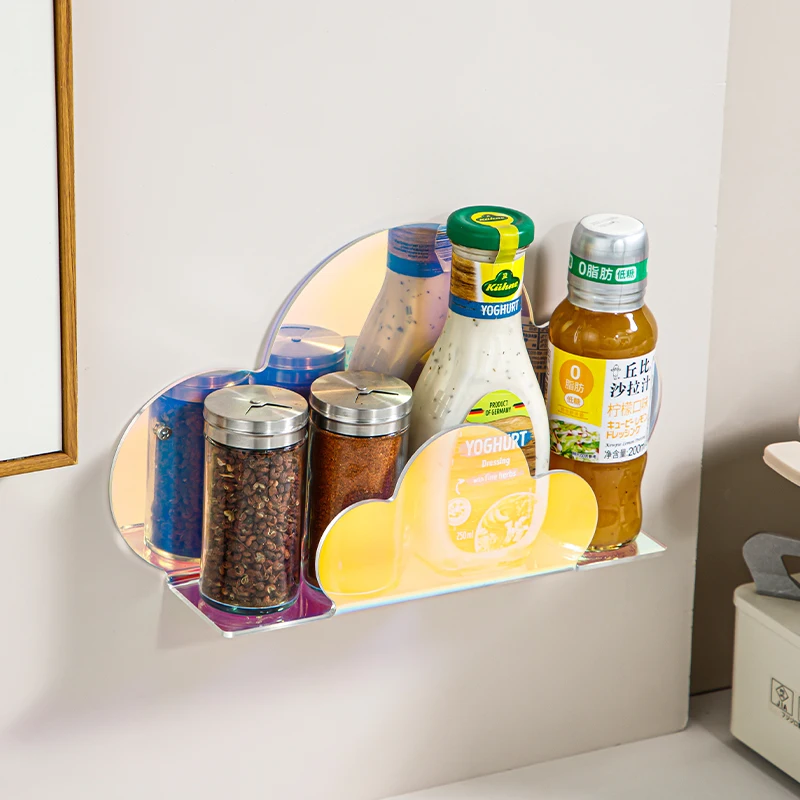 Iridescent 2pcs Cloud Storage Rack Acrylic Shelves Home Decoration Modern Wall Mountable Floating Shelf