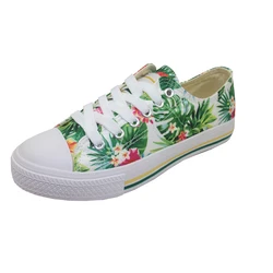 Custom flower printing beautiful women canvas shoes fashionable sneakers