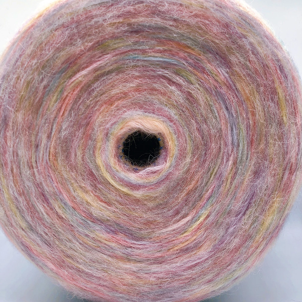 3.3s/1 Wool Acrylic Blended Air Yarn fluffy ombre multicolor gradient fancy cake Air yarn on cone for DIY hand crochteing shawls