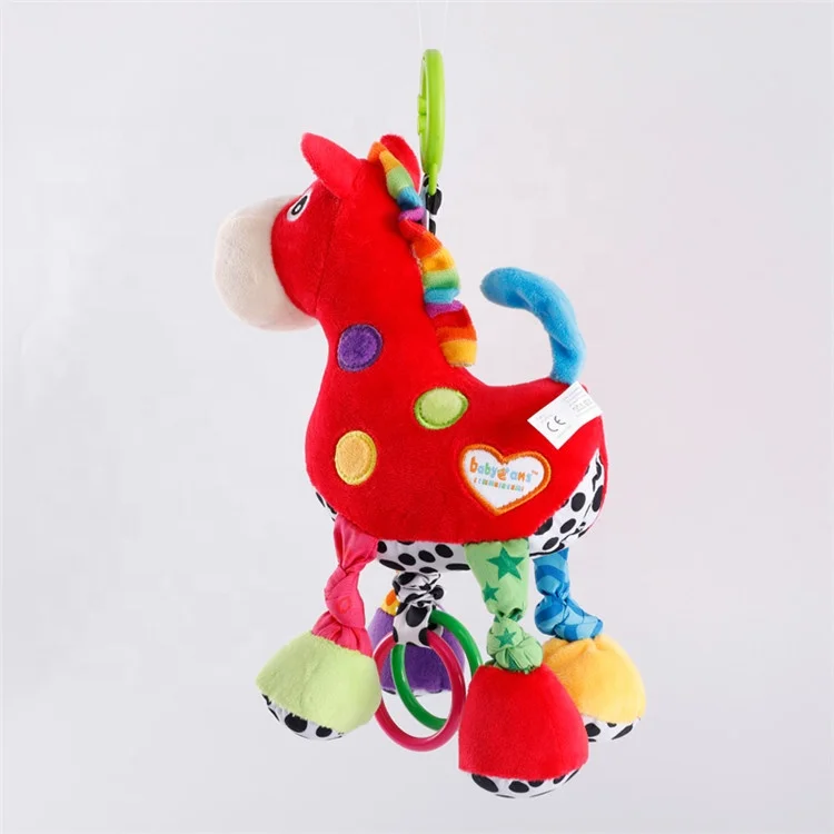 new baby soft toys music red horse stuffed educational fancy toy for babies