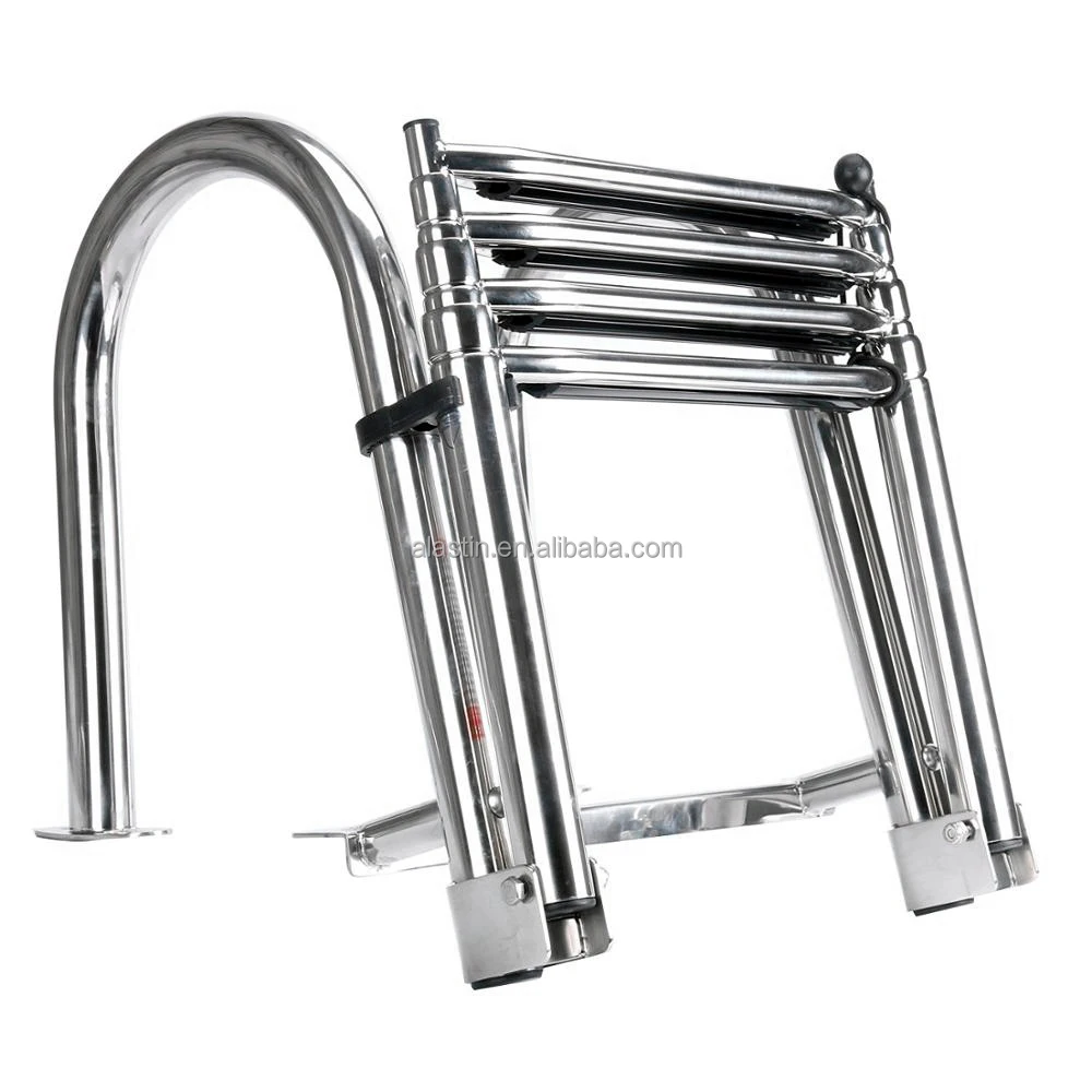 Marine Hardware Boat Stainless Steel Telescoping 4 Step Ladder Pool Inboard Dock Swimming Ladder
