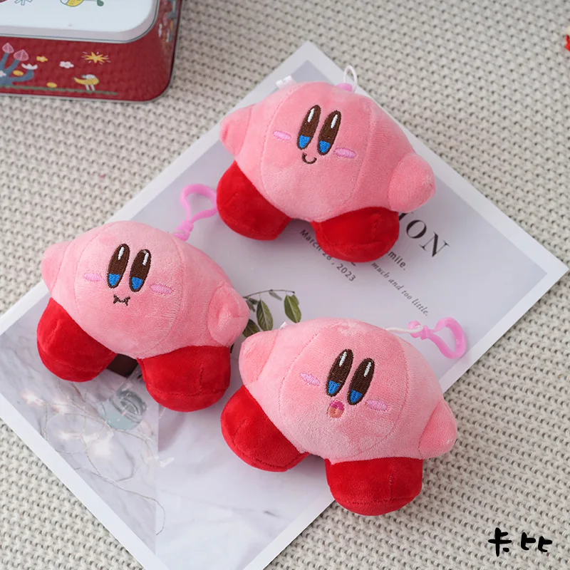 Knapsack Accessories Decoration Keychains Lovely Cartoon Kirby Keychain Plush 3D Doll Pendant Plushies Toys Key Chain Custom