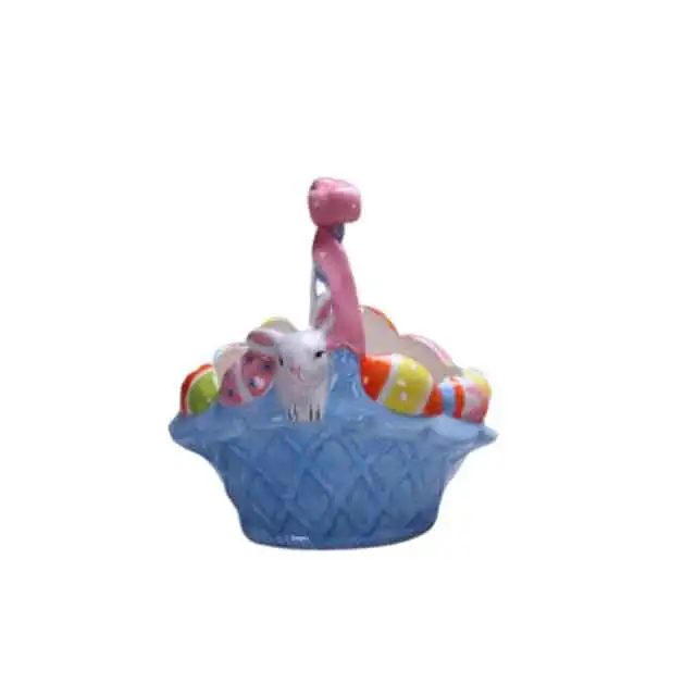 handmade craft ceramic Easter lovely bunny gift basket rabbit candy holder