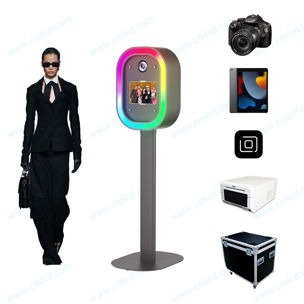 Worry-free after-sales photobooth Shell Oval Faceplate Photo Booth with led lights for Wedding Party photobooth with led lights