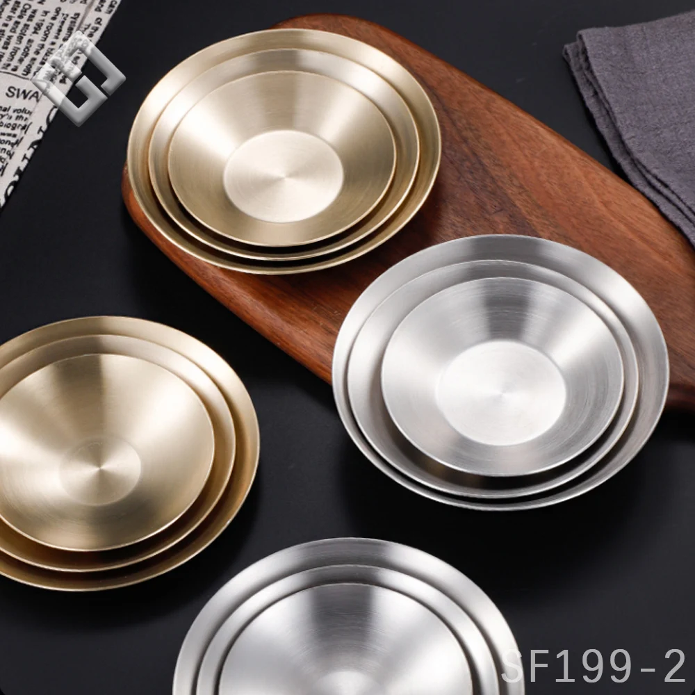 Custom Size Kitchen Food Metal 304 Stainless Steel Plates Sets Dinnerware Dishes Plates