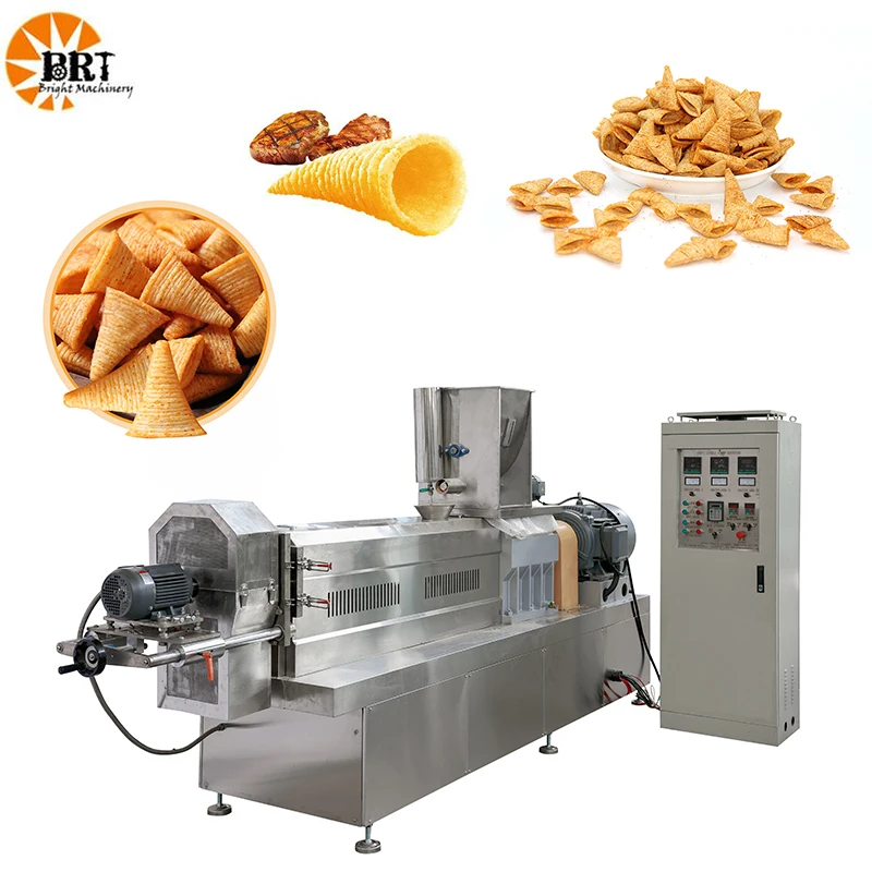 corn bugles chips processing line automatic fried snacks food machine manufacturers puffed fry snack making machines line