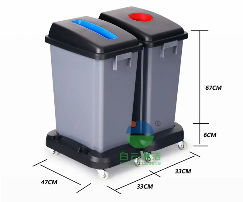 Wholesale AF07332B AF07332A AF07333B AF07333A  2*60L 3*60L Outdoor Waste Classification Bins for Cities Kitchen