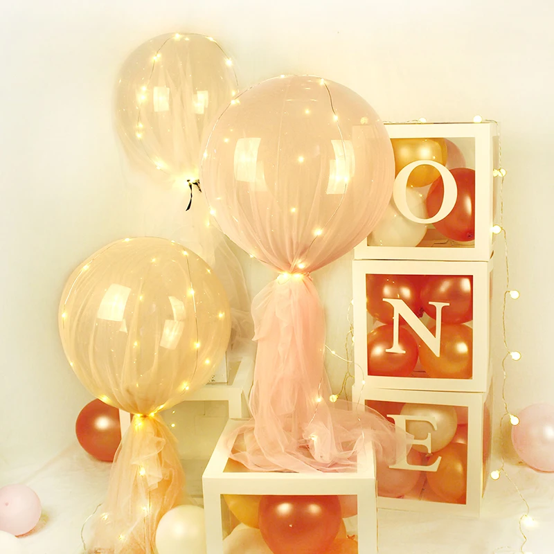 Wedding 1st Birthday Party Decor Latex Balloon Baby Shower Alphabet Name Transparent Packing ONE Box Birthday Balloon Box