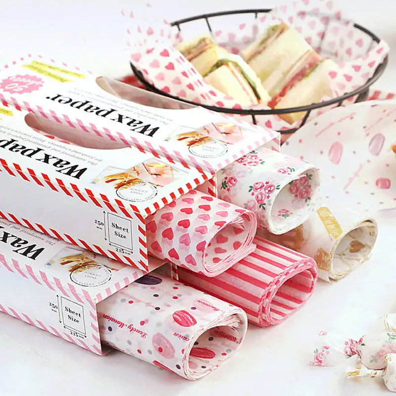 Food Grade Custom Logo Printed Wax Paper Grease Proof Sandwich Paper