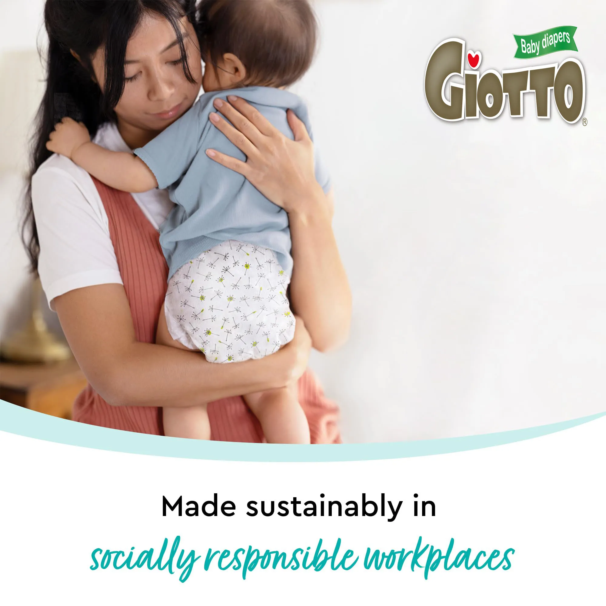 GIOTTO OEM ODM Cute Disposable, Wetness Indicator, Free Of Fragrances, Parabens, Elemental Chlorine Baby Diapers