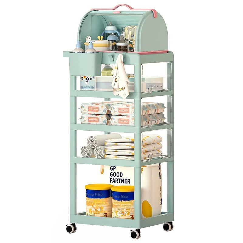 Children Clothing Cabinets Kids Movable Organizer Baby Plastic Storage Cabinet With Drawer storage holders with wheels