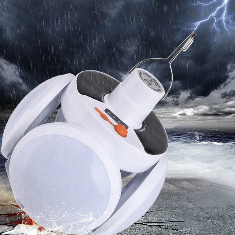 Solar charging four-leaf folding Camping lamp Tent Emergency lighting rechargeable bulb lamp