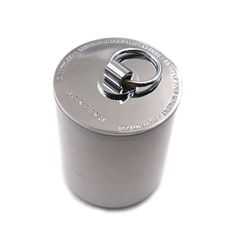 New design High quality custom logo gold silver color metal zinc alloy candle glass jar cup lid with ring
