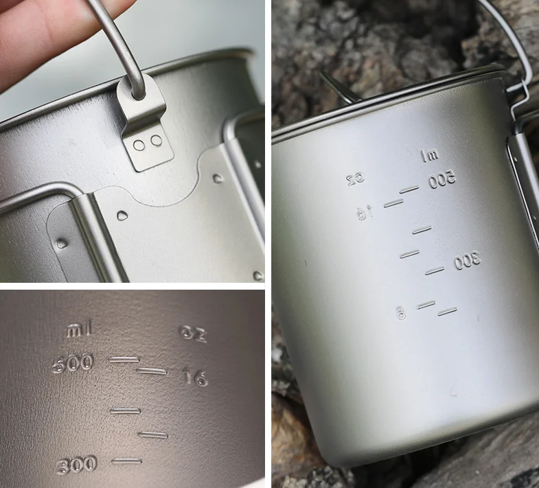 Outdoor Cup Titanium Camping Mug Tableware Hiking Cookware Wild Survival Cooking Equipment Picnic Fold Cup Utensils Lightweight