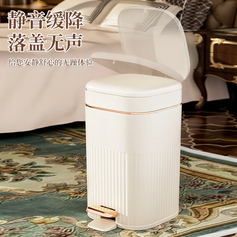 Double-opening pedal trash can with lid Luxury foot pedal trash can Large capacity covered foot-operated trash can