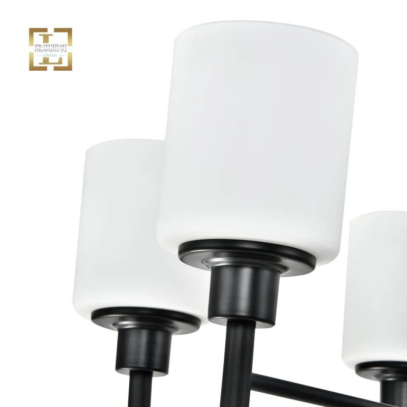 ETL 110v black Antique rustic farmhouse home Indoor Restaurant frosted glass 5 Light Industrial modern Chandeliers pendant light