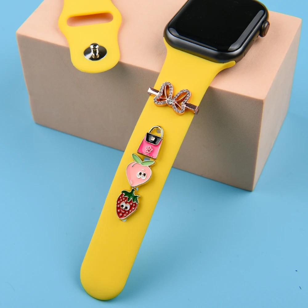 Hot Metal Watch Charm for Silicone Watch Band Accessory Cartoon iWatch Stud Charm for Birthday Gift
