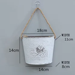 Home wall decor iron art metal flower bucket metal wall hanging planter flower pot bucket