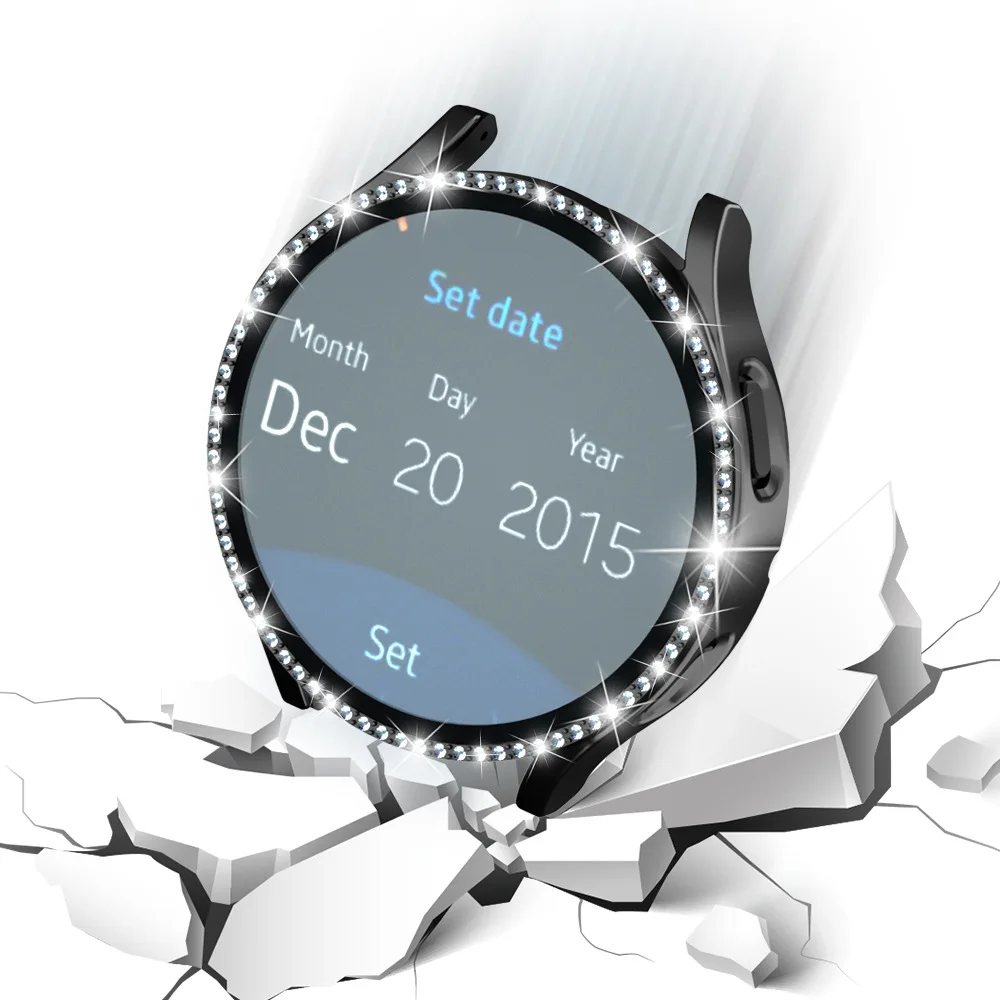 Tempered Glass Protective Film Crystal Diamond Full PC Case Screen Protector Smart Watch Cover for Samsung Galaxy Watch 6 5 4