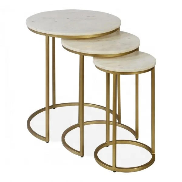 Metal Marble Stackable Nesting End Side Tables