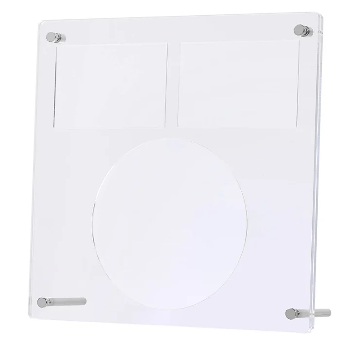 bespoke double sided clear acrylic tabletop CD photocard picture frames lucite magnetic photo frame stand