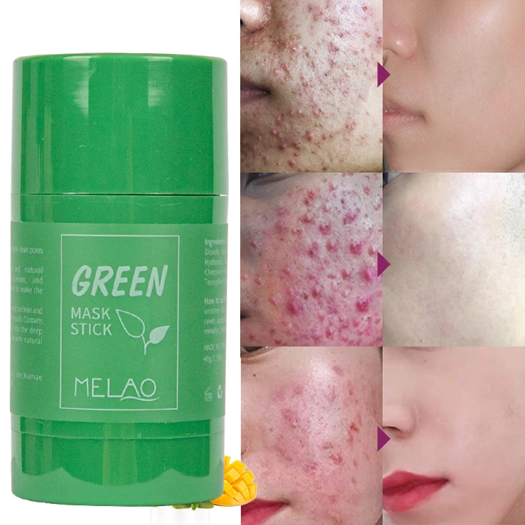 Green tea cleansing mask stick purifying clay face facial mask mud cleaning blackhead deep solid acne beauty hydrating care