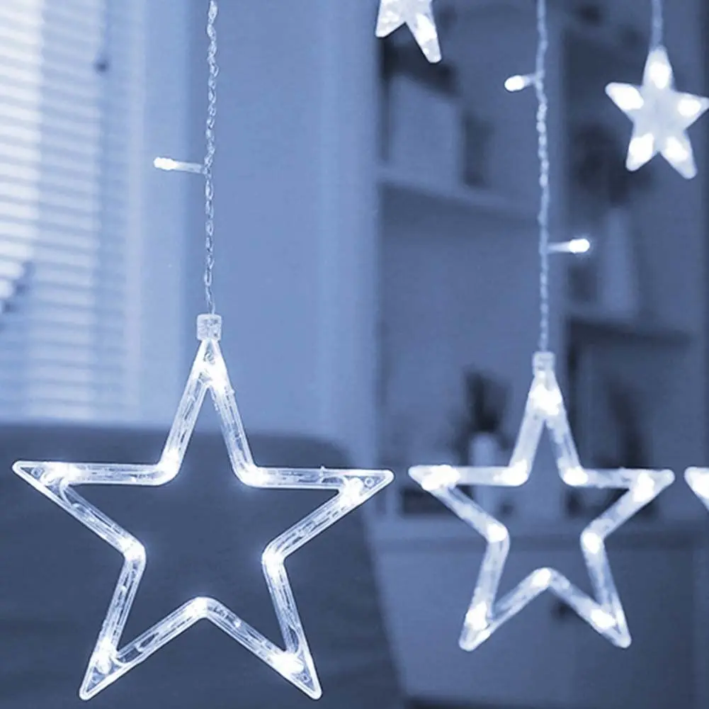 2022 New Year Star String Lights LED Garland Fairy Curtain Light 2.5M Outdoor Indoor Bedroom Home Party Wedding Ramadan Decor