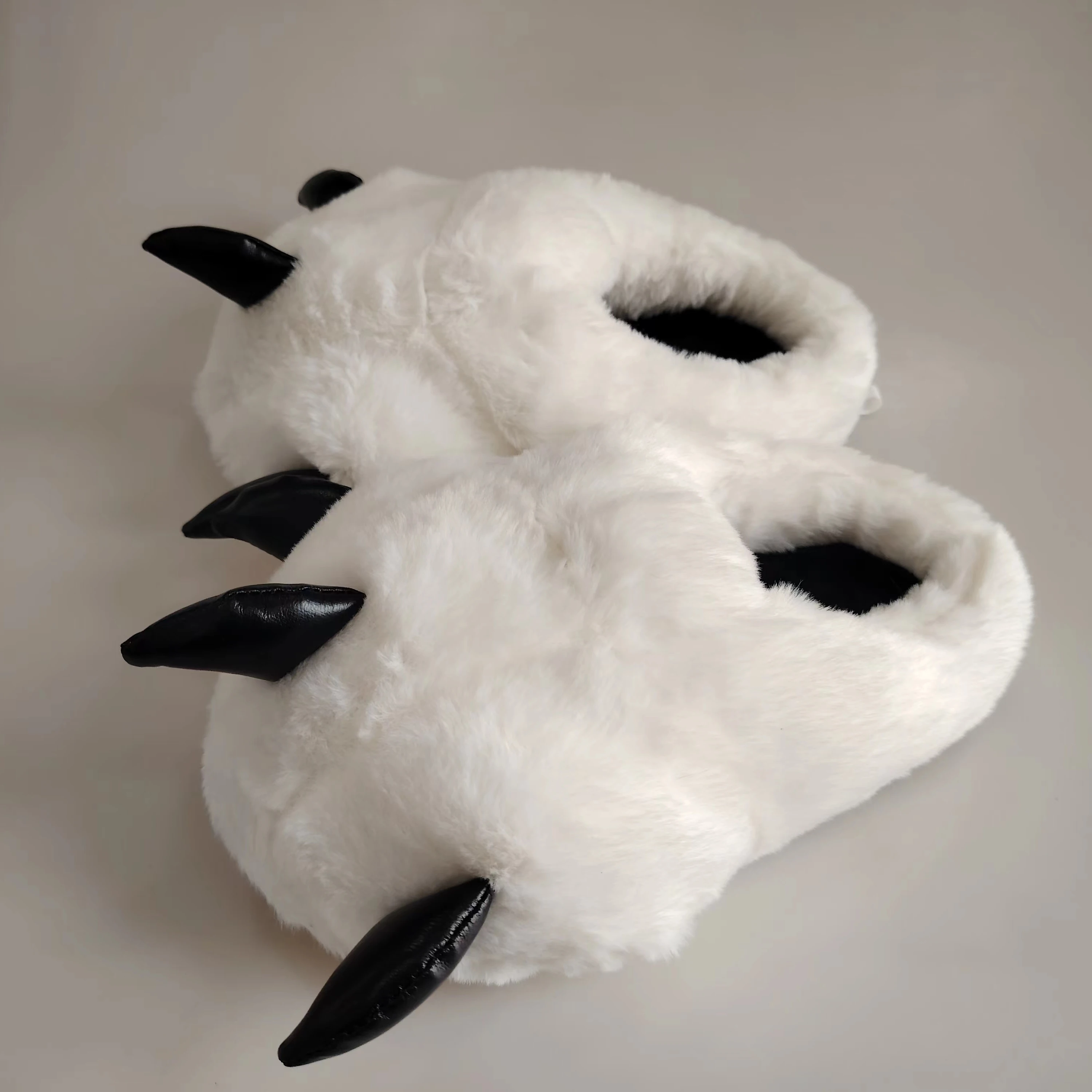 Wholesale custom design winter plush fur stuffed animal claw cotton men women home indoor slipper