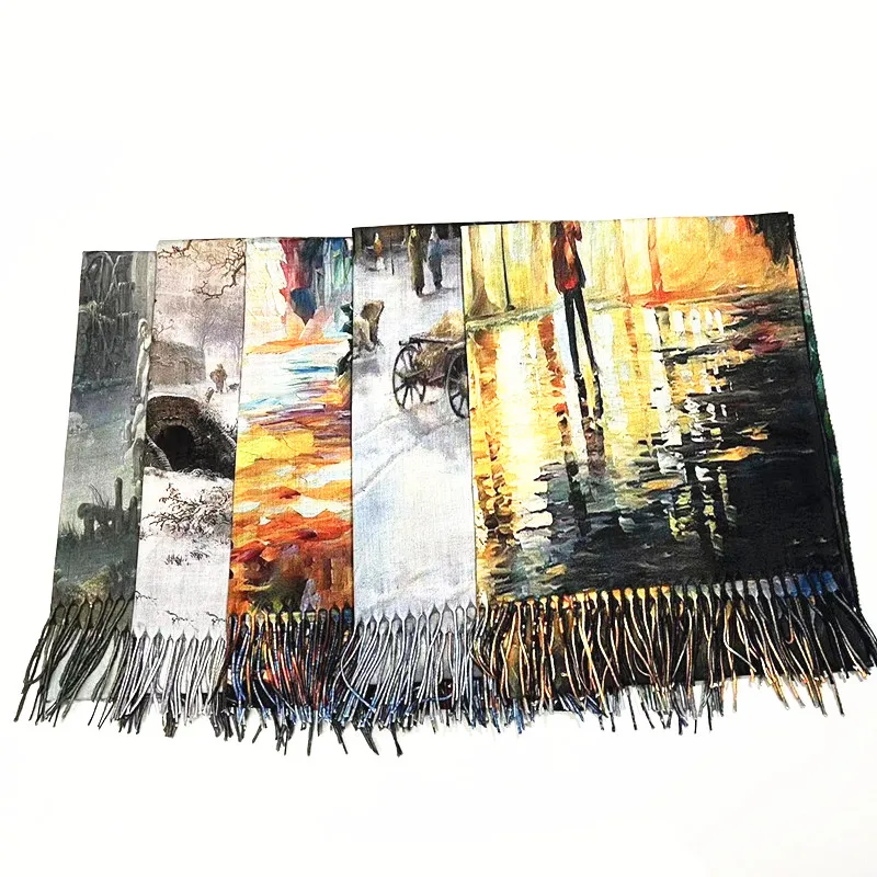 warm soft  200 70cm promotion scarf custom print design other scarves knitted scarf for women