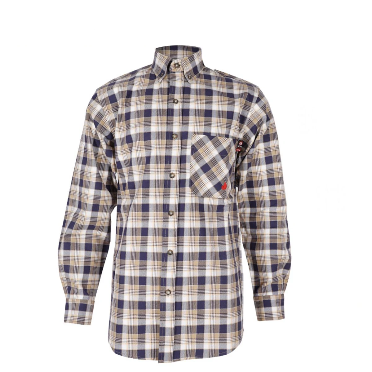long sleeves flame resistant FR plaid cotton/nylon work shirt