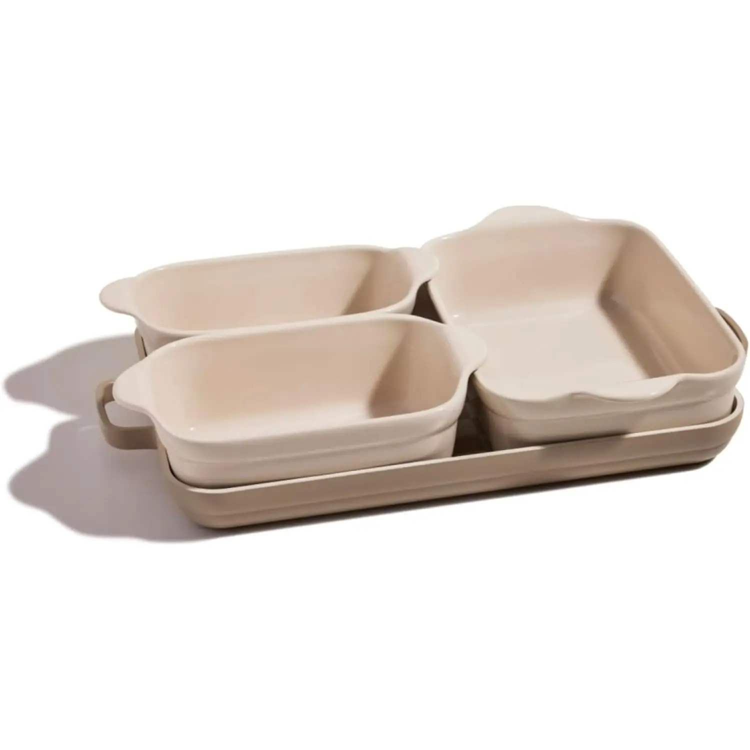 Ceramic Bakeware Set 4-Piece Stoneware Bakers Set with Oven Pan Bake Roast Griddle Baking Dish for Cooking Gift for Friends