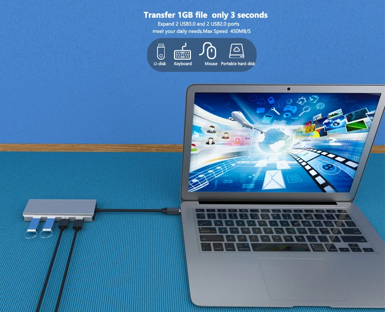 Multifunctional 12-in-1 USB Type C Hub For display link Docking station 4K UHD VGA PD3.0 USB 3.0 Charging Adapter