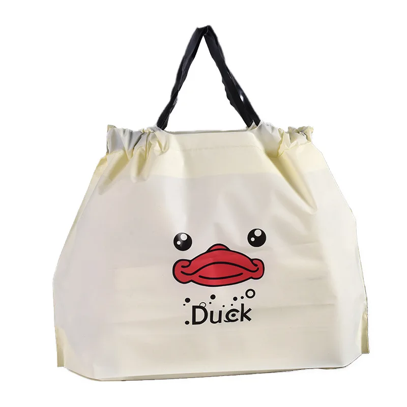 Милые пакеты для покупок с изображением утки, пакеты для фаст-фуда, утолщенные пластиковые подарочные пакеты с ручками, пластиковые пакеты для упаковки одежды
