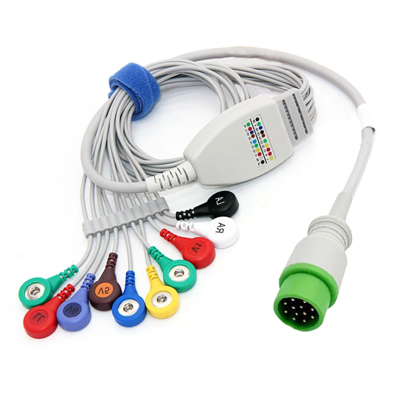 Кабель электрода ecg, совместимый с philips de mindray holter, кабель ecg для 3 12 lead 5 lead 10 lead ecg cable