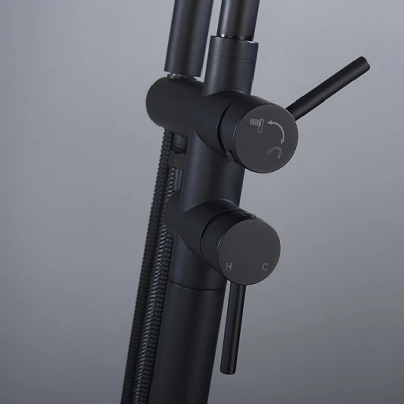 OEM Floor Stand Bathtub Faucet Set Rain Shower tub faucet set Black Bathtub Faucet