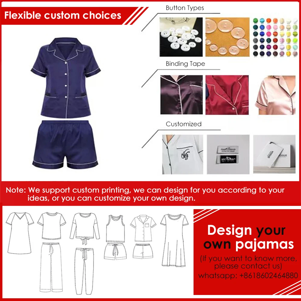 New Arrivals Wholesale Solid Plain Pyjamas Women Sleepwear Silk Satin Luxury Pajamas Sets
