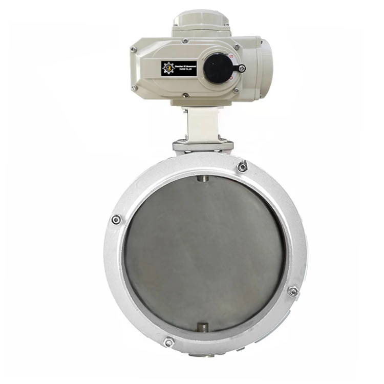 10inch electric 24VDC Single Double Flange ss304 Polyurethane Aluminum Alloy cast iron Silo dust Powder vfs Butterfly Valve