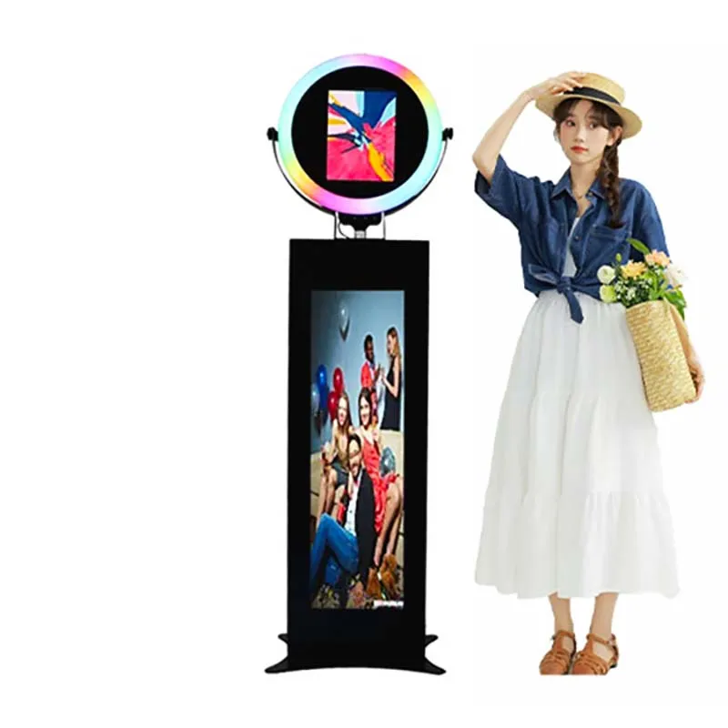 Ipad Photo Booth With Flight Case Manual Ring Light 3D Selfie Locking Door Hand hold Portable Hand Held Photo Booth Roame