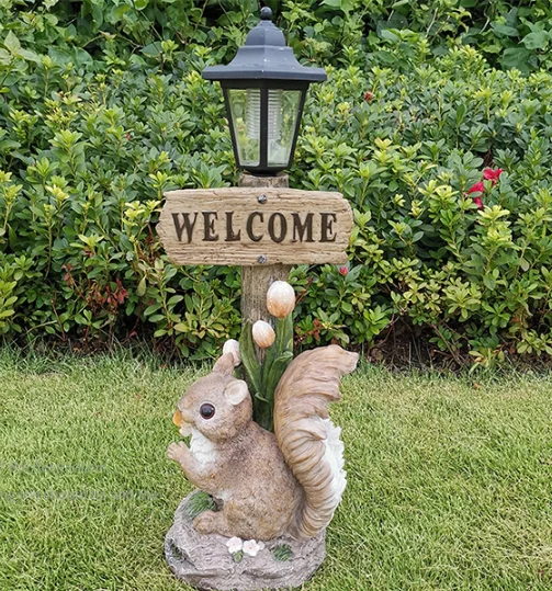 Resin solar squirrel ornaments small animal garden decorations decoration crafts