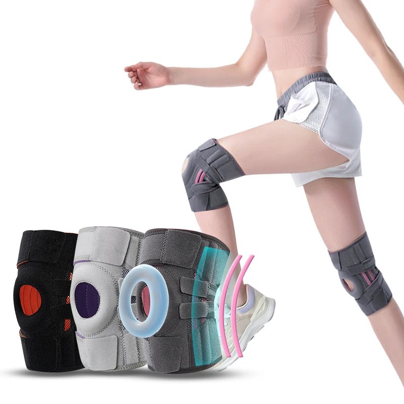 Mountaineering Elastic Customized Neoprene Open Patella Compression Knee Brace For Men And Women