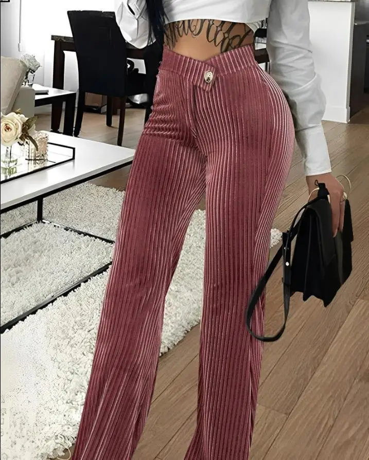 2024 New Arrival Casual Autumn Commute Flared Pants Versatile Fashionable Trousers Women Clothing