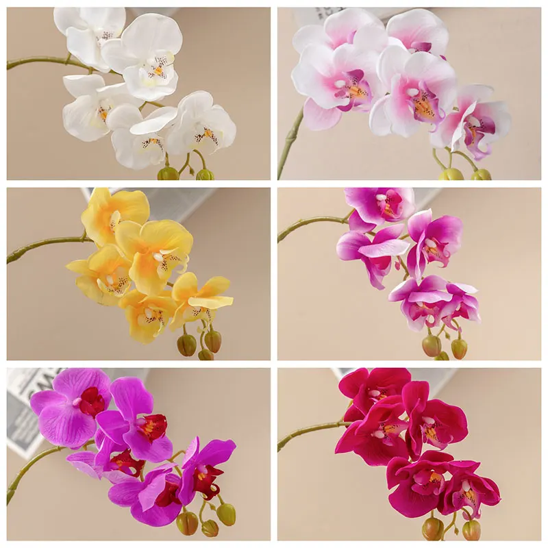 MW18903 Artificial Orchid Stems Real Touch Orchid 27.9 inch Tall Butterfly Phalaenopsis Flower Home Wedding Decoration