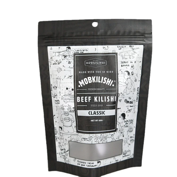 custom printed resealable self standing beef jerky packing pouch mylar zipper bag for beef jerky packaging bags